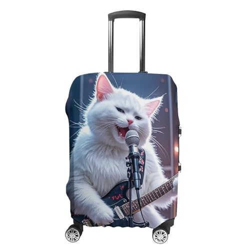 Cat Singer Luggage Cover, Elastic Luggage Protector Fits 19-32in Suitcases, Washable & Anti-Scratch Suitcase Cover for Men Women L