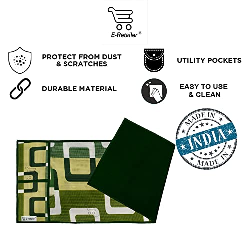 Image of Polyester 3-Layered Microwave Oven Top Cover With 4 Utility Pockets Suitable for Upto 30 Liter (Color- Green, Size-36x14 Inches)