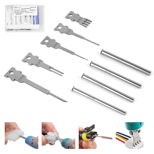 Image of JRready JRconDRK00B09-03 Upgraded Replacement Tips for Pin Removal Tool 9PCS Pin Extractor Tool Tips Terminal Removal Tool Kit for TE /AMP Molex Harting Connectors & More