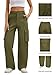 Gracyoga Green Cargo Pants for Women Casual Baggy High Waisted Wide Leg Work Y2K Streetwear Trousers with Pockets Fashion Bottoms X-Large