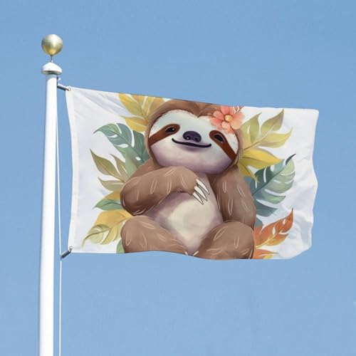 Drapeau de jardin paresseux mignon 152x243 cm avec œillets