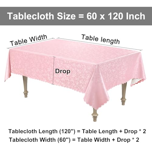 Smiry Rectangle Table Cloth, Waterproof Heavy Duty Vinyl Tablecloths, Wipeable Washable Table Cover for Kitchen and Dining Room (Pink, 60" X 120") by Smiry - Used condition - Image 8