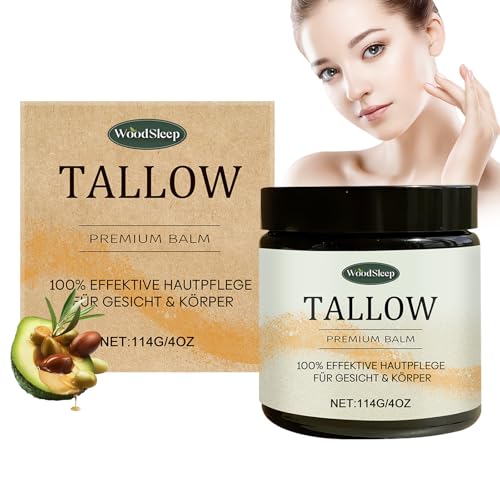 Crema de Sebo Biológica, Cuidado Hidratante de Sebo de Res, Sebo de Res para la Piel, Bálsamo de Sebo Orgánico Alimentado con Pasto con Cuchara, para Todo Tipo de Piel, 114g