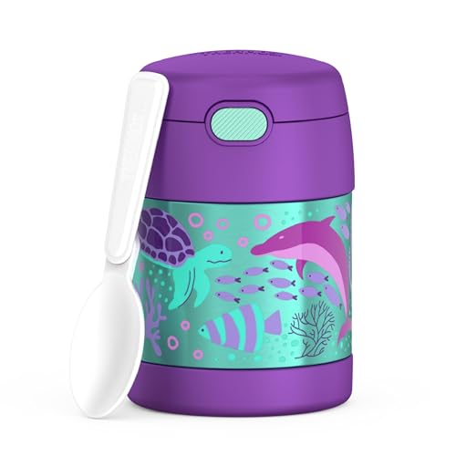 Image of THERMOS FUNTAINER Insulated Food Jar, 10 Ounce, Kid Friendly Food Jar with Foldable Spoon, Ocean Pals