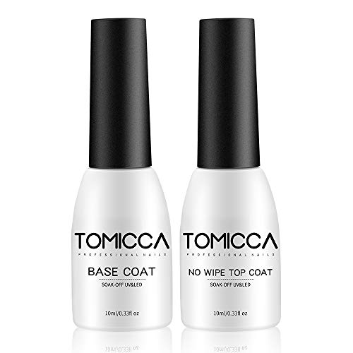 TOMICCA ベースコート トップコート ジェルネイル用 10ml 2本セット 拭き取り不要 大容量 UV/LED対応 (ベース&トップコート)のサムネイル