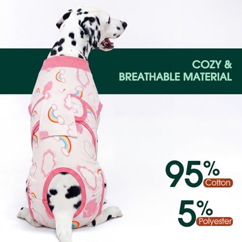 Image of Kuoser Dog Surgery Recovery Suit, Soft Breathable Dog Recovery Suit for Female Spay Male Nueuter, Anti Licking Puppy Onesie Pet Surgical Suit for Dogs Abdominal Wounds Skin Disease, Rainbow 2XL