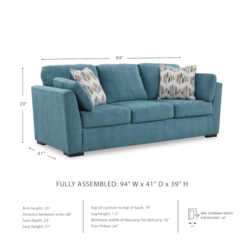 Signature Design by Ashley Keerwick Scandinavian Sofa with 4 Toss Pillows, Blue - Image 4