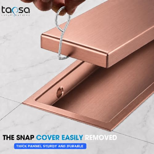Image of Tapsa Tile Insert Floor Drain | 304 Stainless Steel | Invisible Shower Drain Channel | Shower Drain Channel | Water Drain Channel | with Cockroach Trap. (24X4, Rose Gold Tile Insert Floor Drain 20 mm)
