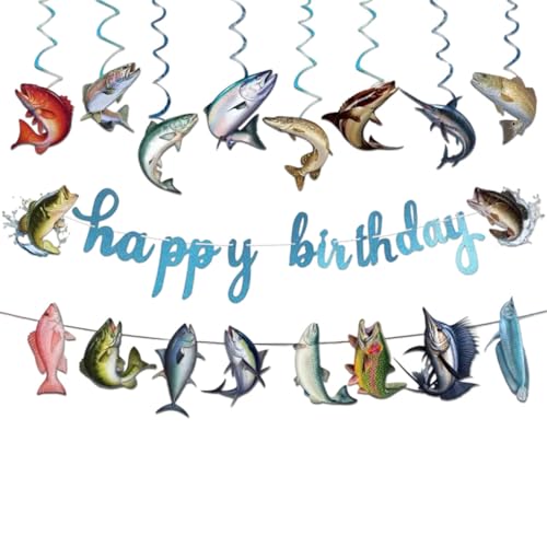 bannière d'anniversaire de pêche gone fishing girland décorations d'anniversaire de pêche pour la retraite fournitures pour la fête d'adieu
