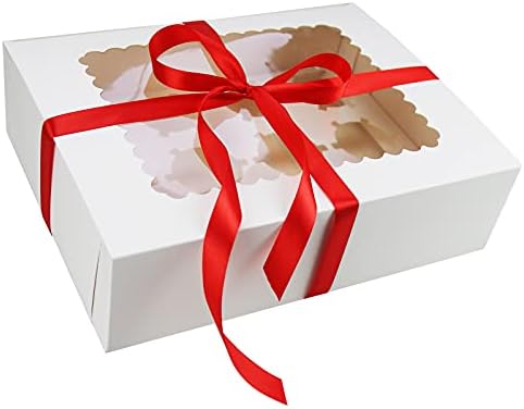 Bakepacker Kuchenschachteln Mit Sichtfenster – 25.4 X 25.4 X 12.7 Cm, Orange, Inkl. 18 Schachteln & 18 Runden Kuchenplatten