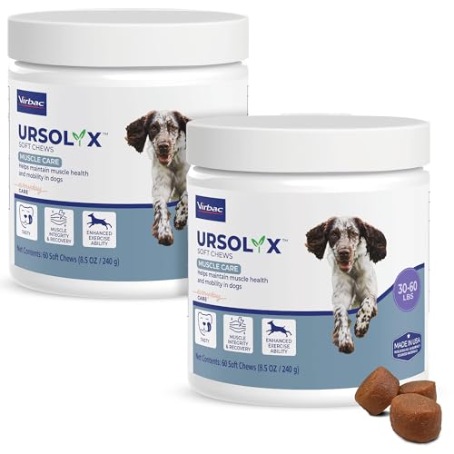 Image of Virbac URSOLYX Soft Chews for Dogs | Muscle Health Support for Senior, Active or Recovering Dogs, Medium | 120 Count 4-Month Supply