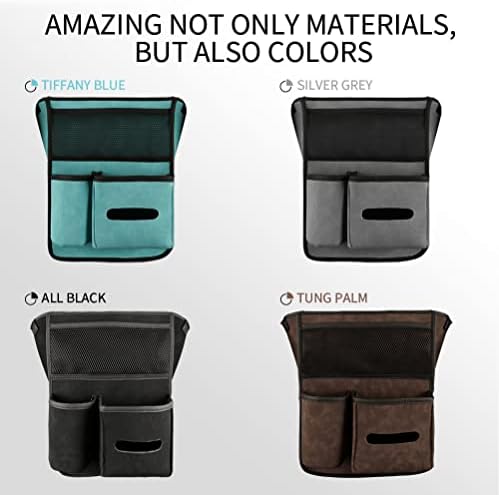 Qirc Car Purse Handbag Holder Between Seats, Suede Large Capacity Auto Storage Bag Seat Back for Purse, Car Mesh Handbag Holder for Car Front Seat Organizer, Barrier of Backseat Kids Pet (Grey)