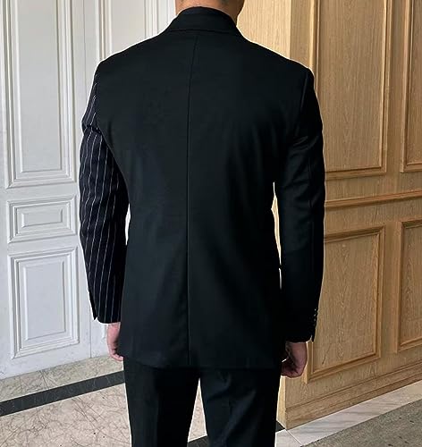 HZUOU Men's 2 Piece Striped Suits Slim Fit 2023 Autumn Double Breasted Blazer Jacket Pants Set for Wedding Prom Party UOU352