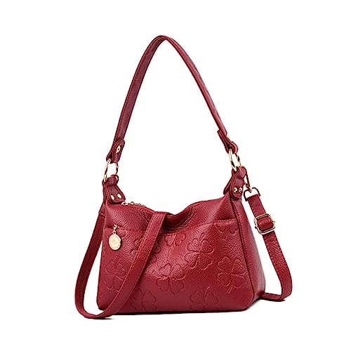 Sac à main imprimé rouge à bandoulière femme avec porte-bouteille d'eau