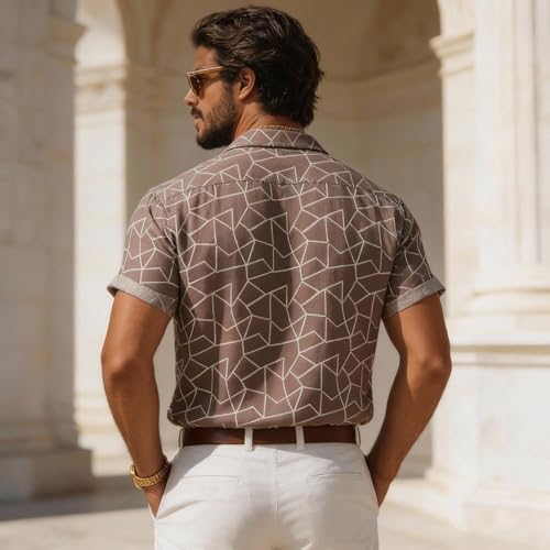 Image of Lymio Men Shirt || Men Embroidery Design Shirt || Half Slevee Shirt Men || Cotton Shirt (Available Also Packs) (Embro-Zigzag)