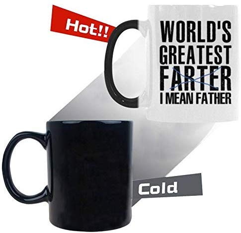 R&H World's Greatest Farter, I Mean Father Coffee Mug - Funny Quote Mug Morphing Changing Color Heat Reveal Coffee Tea Cup (11oz)