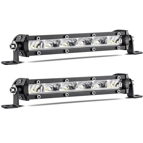 HOZILIFE 6 Inch Slim LED Light Bar Pods Small Spot Flood Offroad Driving Fog Work Single Row LED Light Bars for Trucks ATV UTV Boats 2pcs