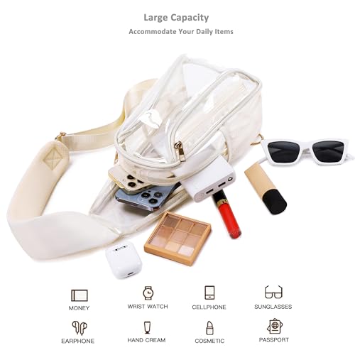 Caoroky knight clear bag for stadium events approved crossbody bags transparent TPU sling shoulder purse casual chest pack heavy duty clear backpack for men women-Off White3
