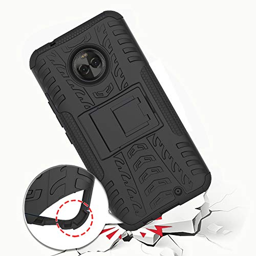 Phone Case For Motorola Moto X4 With Tempered Glass Screen Protector Cover And Stand Kickstand Hard Rugged Hybrid Cell Accessories Motox4 X 4Th Generation 4X 4 Gen Android One Xt1900-1 Cases Men Black #TOP6