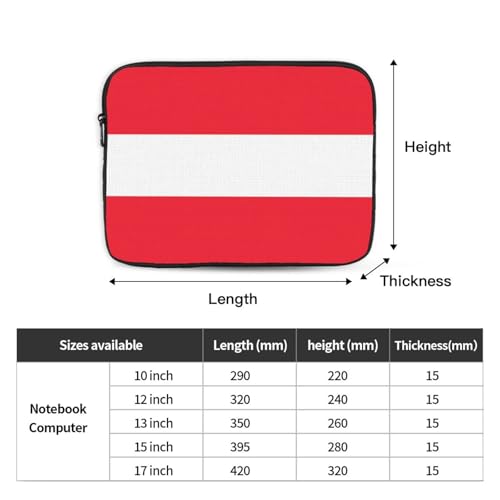 Austrian Flag Laptop Sleeve Case 15 Inch Suitable For Notebook Computer Tablet Traveling Carrying Simple Case4