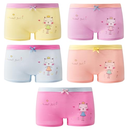 Girls Cotton Underwear Soft Boy Shorts Kids Boxer Briefs Panties(Pack of 5)