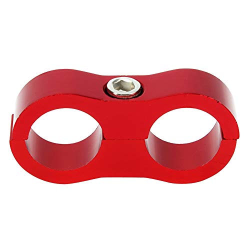 AN10 Doppel-Schlauchschelle, Aluminiumlegierung Schlauchhalter für Kraftstoff-, Öl- und Wasserleitungen – Schwarz/Rot