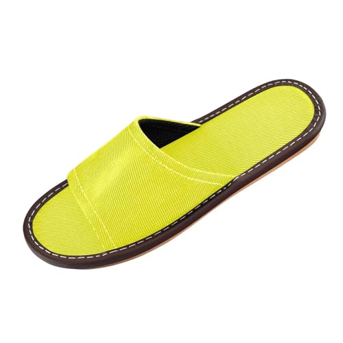 GuoChe Yellow Solid Color Pure Plain Spa Shower Slippers Indoor and Outdoor Reusable Cozy Slip on Open Toe