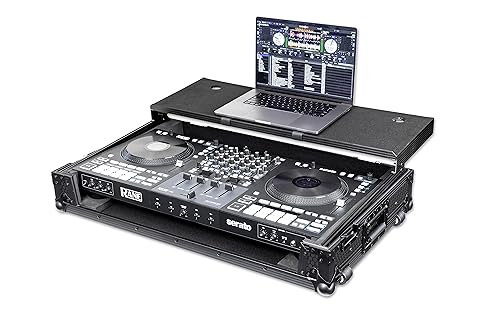 Headliner Pitch Black Flight Case Compatible with Rane Four & Rane Performer with Laptop Platform & Wheels