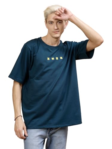 Image of Rigo Back Printed Half Sleeves Round Neck Oversized T-Shirt for Men | Drop Shoulder T-Shirt for Men | Loose Baggy Fit T-Shirt for Men