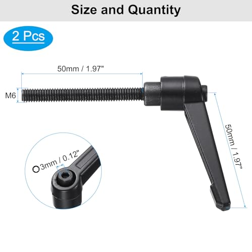 Image of uxcell 4pcs Clamping Lever Adjustable Handle Set Metric M6 x 50mm Male & M6 Female Thread Level Handles Hand Stud Knobs Quick Release Black for Lathe Machinery