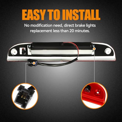 Image of Third 3rd Brake Light LED for 2002-2010 Ford Explorer, 2008-2012 Ford Escape High Mount Rear Brake Lights Assembly, Waterproof Center Cab Lamp Stop Light (RED)