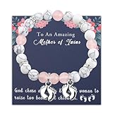 BAUNA Twins Mom gifts Mother of Two Charm Bracelet Parents Of Twins Gift Mom To Be Gift Footprints Charm Pregnant Woman Gifts (Twins footprints Br)