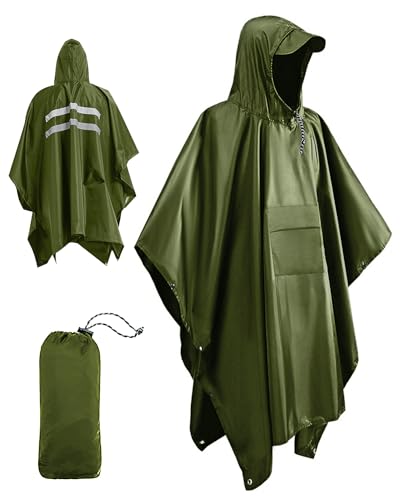 Victoper Waterproof Poncho Adult, Reusable Rain Poncho Adult...
