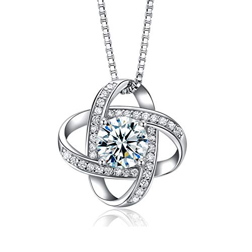 Pendant Necklaces for Women Shamrock 925 Sterling Silver With Birthstone Zirconia With 18" Box Chain, Birthday Christmas Jewelry Gift for Women Girls Mother's Day