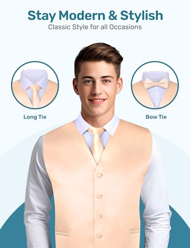 S.H. Churchill & Co. Men's 4 Piece Vest Set, with Bow Tie, Neck Tie & Pocket Hankie2