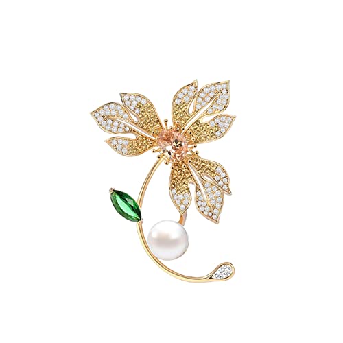 Broche flor de zirconia cúbica para evitar aberturas en vestidos y escotes