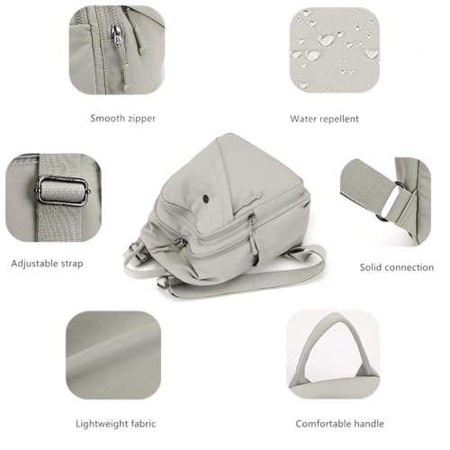 Image of Backpack for Women Small, Mini Nylon Travel Backpack Purse, Shoulder Bag Cute Lightweight Daypack for Ladies (Light gray)