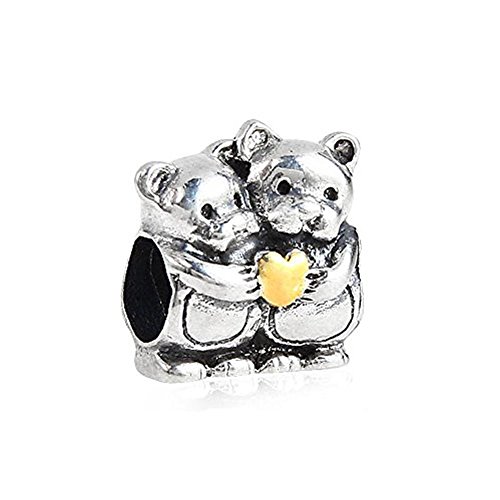 ARTCHARM Two Bears Hug Charm - 925 925 Sterling Silver - Fits European Charm Bracelets