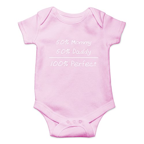 Crazy Bros Tees 50% Mommy, 50% Daddy, 100% Baby Bodysuit Funny Cute Boy Girl Infant Outfit Adorable Romper
