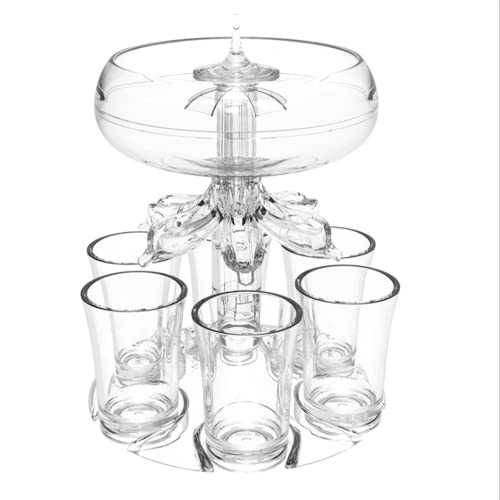 MANMAOHE Juego de 6 dispensadores de licor de vidrio y soporte para vasos de acrílico, dispensador de bebidas para fiestas, dispensador de licor para el hogar, bar, dispensador de bebidas con 6 tazas Cover