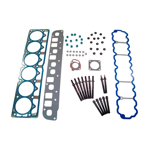 Image of DNJ HGB1128 Engine Cylinder Head Gasket Set with Head Bolt Kit, Complete Repair Set for 2004-2006 Jeep Grand Cherokee Wrangler 4.0L L6 12V OHV 242cid