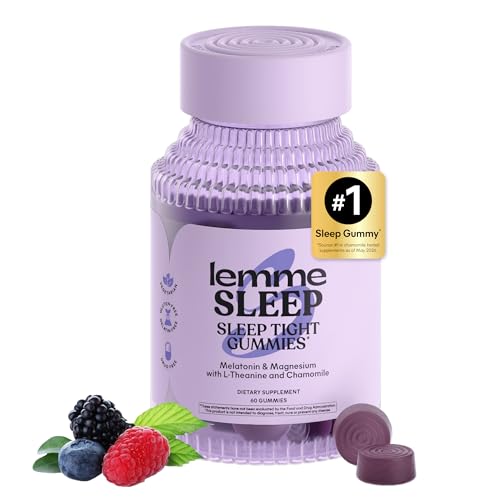 Lemme Sleep Gummies with 5mg Melatonin, Elderberry, Magnesium, L-Theanine, Chamomile and Lavender,...