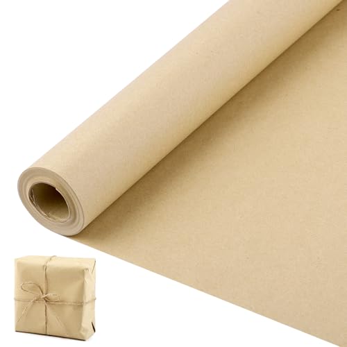 Braun Packpapier Rolle 10 m X 38 cm, Verpackungspapier zum Basteln, Kraftpapier Geschenkpapier, Recycling Packing Paper, Kraftpapier für Hochzeit Geburtstag Geschenkverpackungen