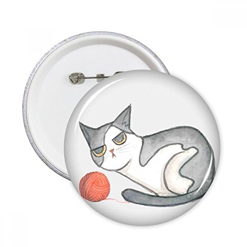Badge bouton chat aquarelle Miaoji avec épingle robuste pour décoration textile durable