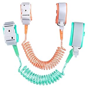 Anti Lost Wrist Link with Key Unlock 2 Pack (4.92ft Green+8.2ft Orange) Toddler Wrist Leash for Kids Child Safety…