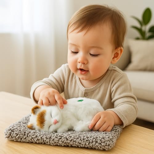 Image of Cute Sleeping Cat Soft Toy, White, Medium