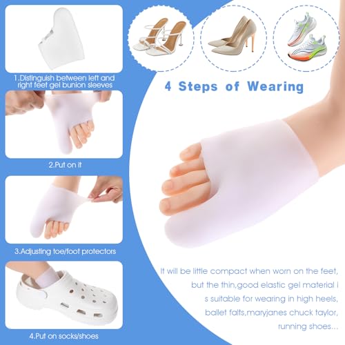 Image of Gel Big Toe Cap & Metatarsal Sleeves, 2 Pack Silicone Big Toe Protector Reusable Bunion Corrector for Women and Men to Help Relieve Bunion Pain, Prevent Corns, Calluses, Blisters, Ingrown Toenails