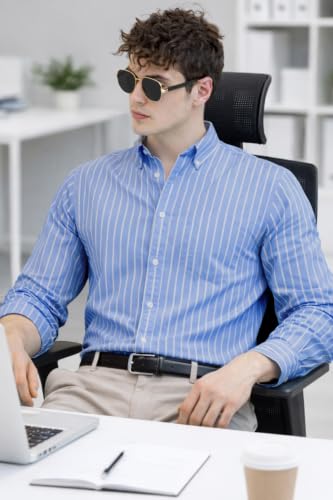 U TURN Men's Casual Printed Striped Shirt Lightblue - Image 4