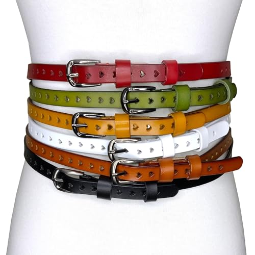 Narrow Adjustable Skinny Hearts Cowhide Full Grain Leather Boho Concho High Low Waist Fashion Belt3