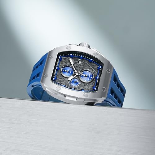Image of Tsar Bomba Mens Watches Quartz Wristwatch for Men Waterproof 50M Analog Luxury Tonneau Chronograph Calendar Date Men's Dress Business Work Watch Gift for Men
